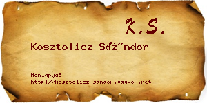 Kosztolicz Sándor névjegykártya