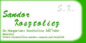 sandor kosztolicz business card